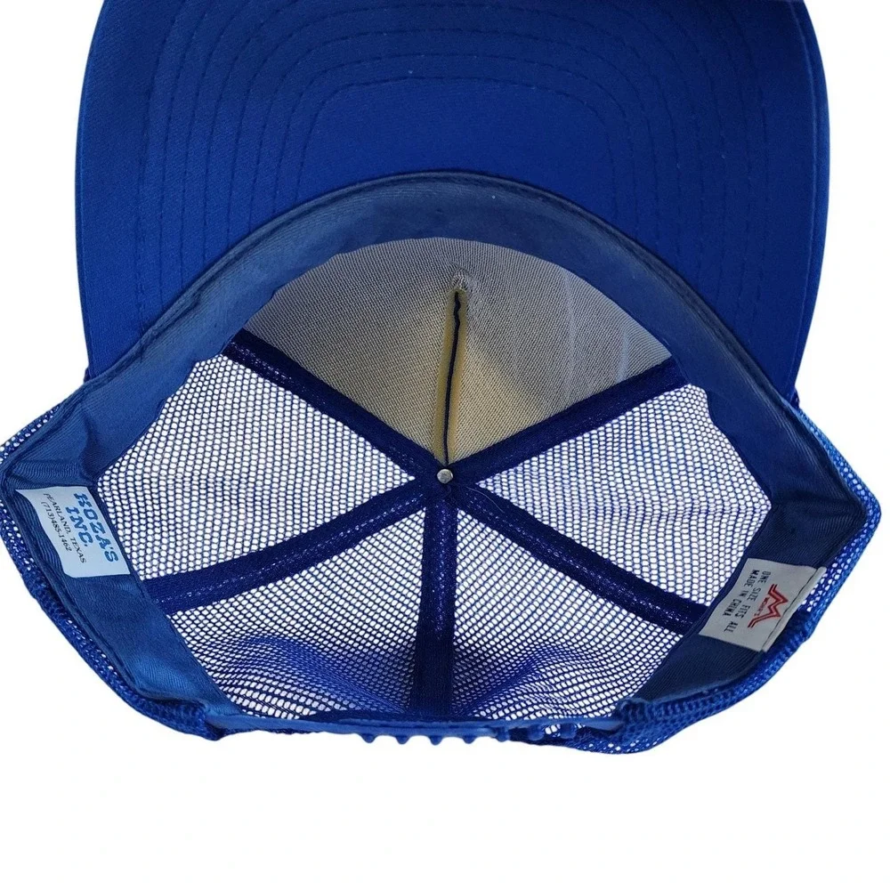 Vintage 80s Ft Worth Texas Trucker Snapback Hat NWT Royal Blue Embroidered